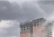 Corrientes: se cayó una grúa por el temporal de lluvia y viento