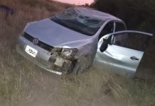 Ulapes: Un auto volcó tras esquivar un animal por Ruta Nacional 79