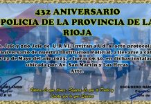 Chepes: La Policía festejará su aniversario con acto protocolar en la U.R.VI