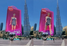 Barbie gigante en 3D aparece en Dubái para promocionar la película