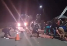 San Luis: volcó un camión de carne y saquearon su contenido
