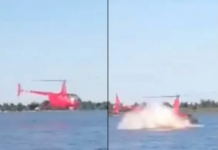 Impactante video: un helicóptero cayó al río a la altura de Ramallo