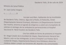 Desiderio Tello: Vecinos firman nota para que no le saquen las ambulancias de su hospital