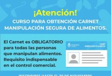 Malanzán: Se dictará curso para obtener el Carnet de Manipulación Segura de Alimentos