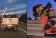 Video: quiso escapar de un control de alcoholemia y arrastró a un policía