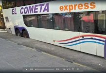 Chepes: un colectivo se hundió tras ceder el asfalto frente a Gendarmería