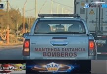 Chepes: Fotografiaron camioneta de bomberos trasladando a diputada provincial hacia la capital